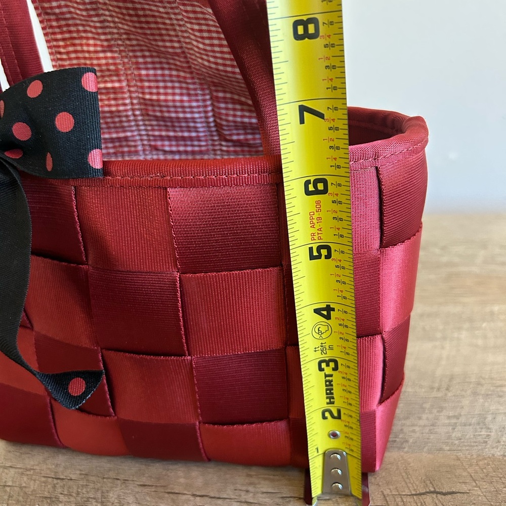 Vintage Unbranded Red Seatbelt Y2K Mini Hand Bag Mini Tote Bow Polka Dot - Picture 13 of 15